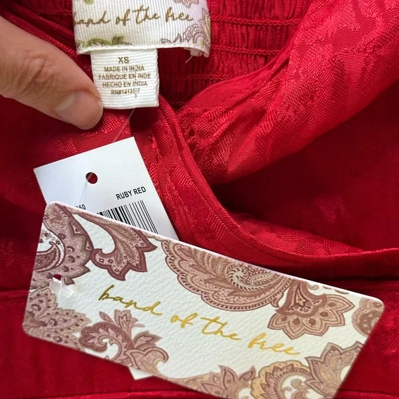 Band of The Free Red Asymmetrical Wrap Midi Dress